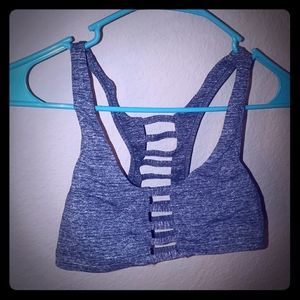Grey strappy sports bra